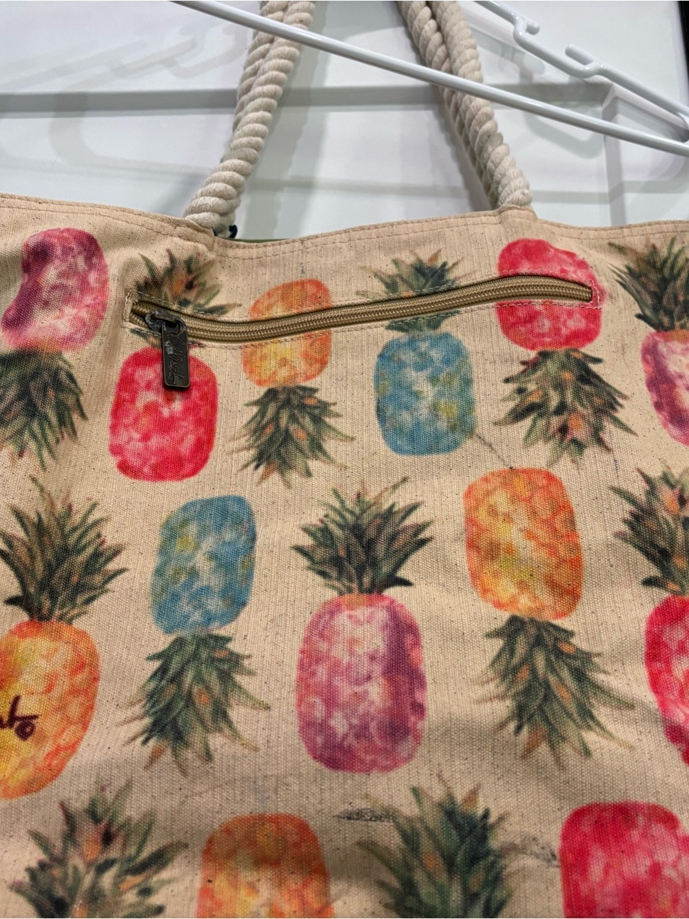 Canvas Pineapple Print Tote Bag - Multicolor